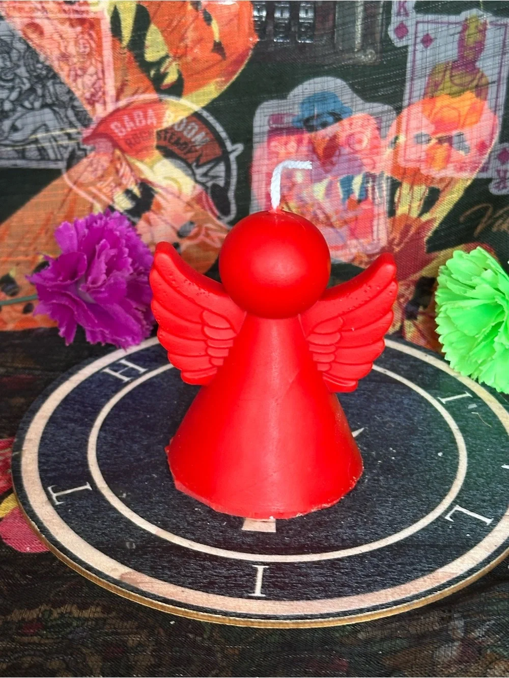 Handmade Red Angel Candle – Winged Guardian Candle